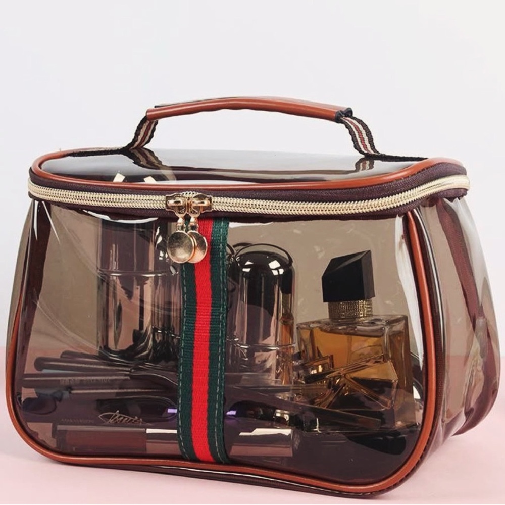Transparent Brown Cosmetic Bag